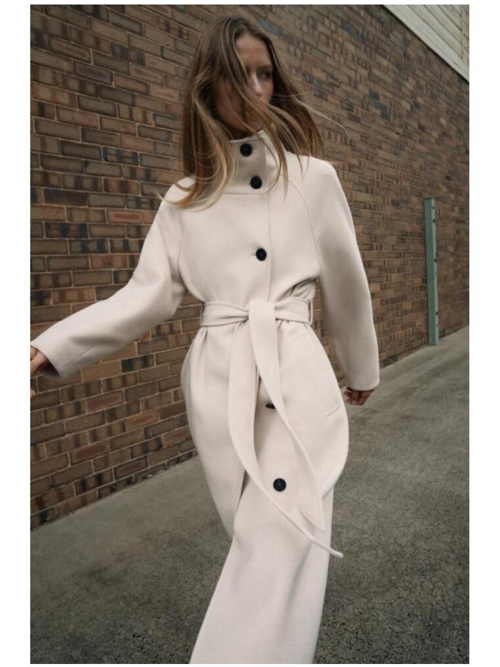 NWT Zara long wool coat with high neck in beige